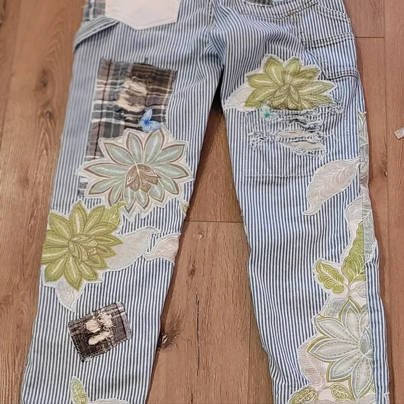 Custom Patchwork Striped Stage Coach Jean By ThreadsReclaimed SZ:30 Women SZ:8/9